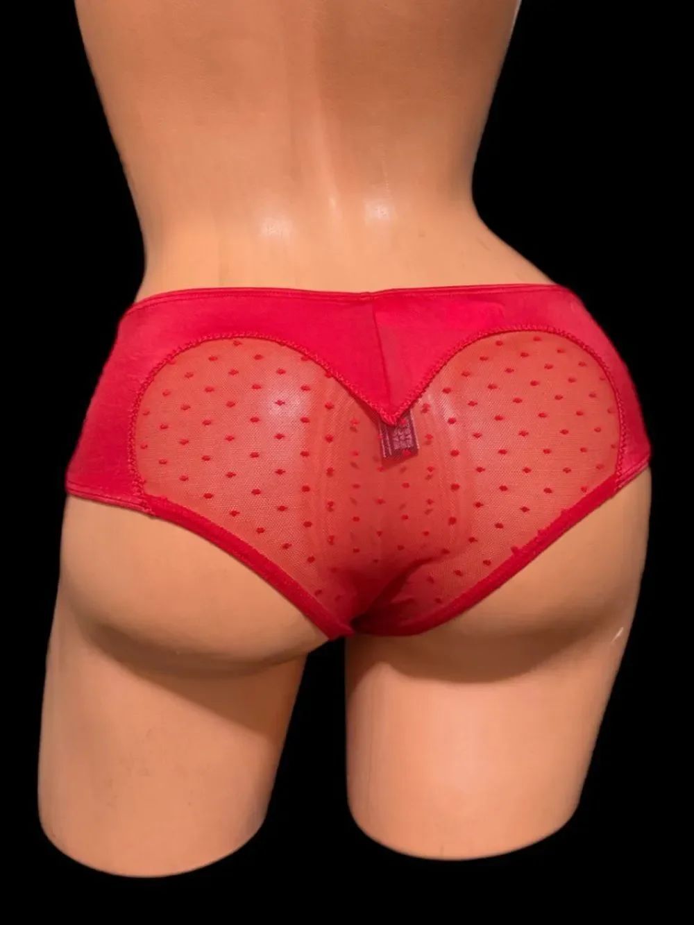 Victorias Secret Very Sexy Sheer Mesh Heart back cheeky panty Red M